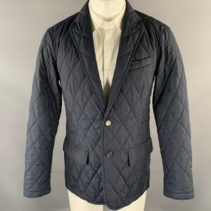 RALPH LAUREN Size M Navy Quilted Polyester Notch Lapel Jacket
